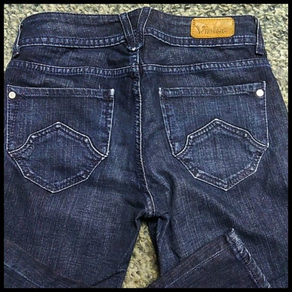 Denim of Virtue Jeans Low-Rise Dark Wash Flare 28 - Picture 2 of 7